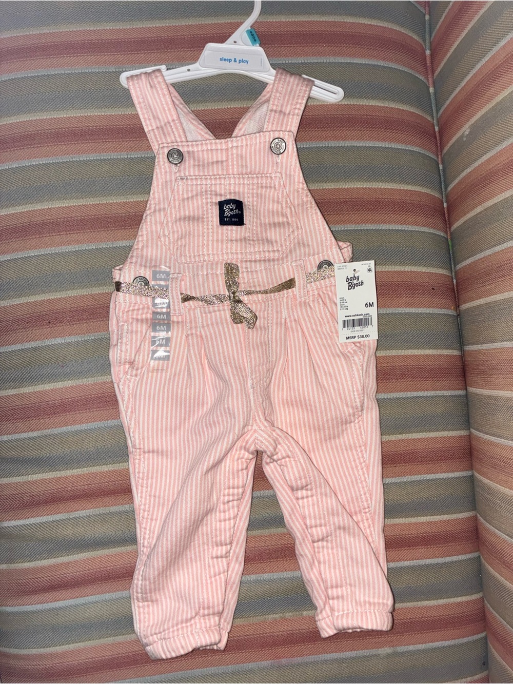 baby byosh Pink Stripe Overalls for Babies - 6M